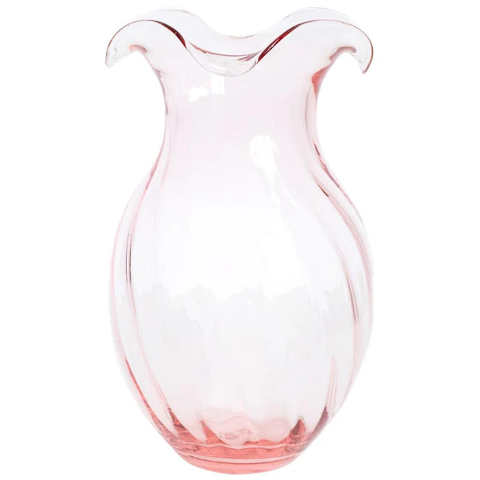 Hibiscus Glass Clear Vertical Fluted Large Vase
