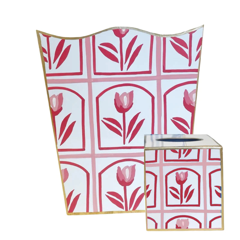 Dana Gibson Tulio in Pink Wastebasket and Tissue Box, Sold Separately