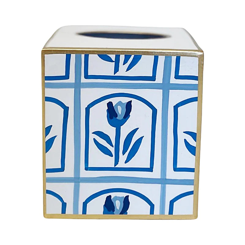 Dana Gibson Tulio in Blue Wastebasket and Tissue Box, Sold Separately