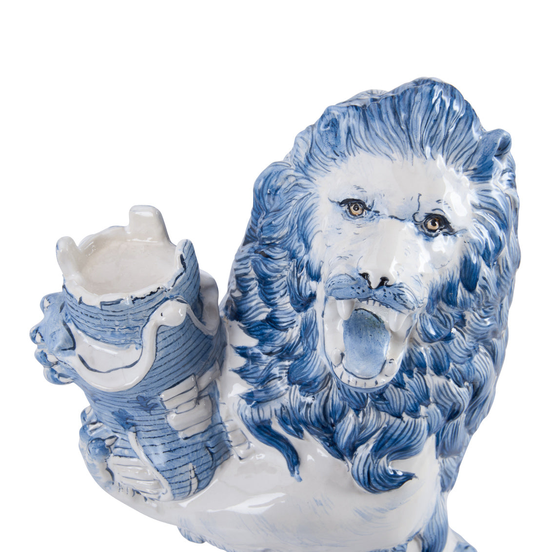 Faience Lions, Pair