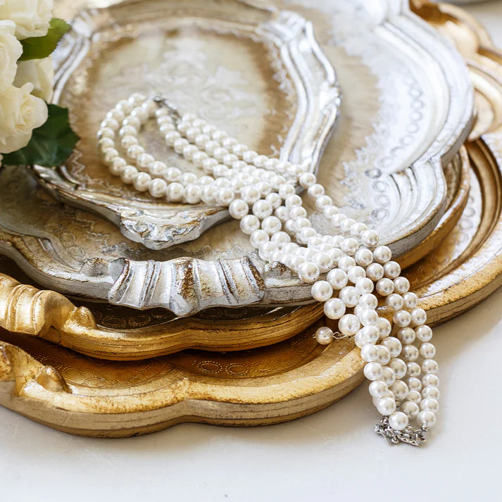 Florentino Wooden Tray Antique Gold/Silver