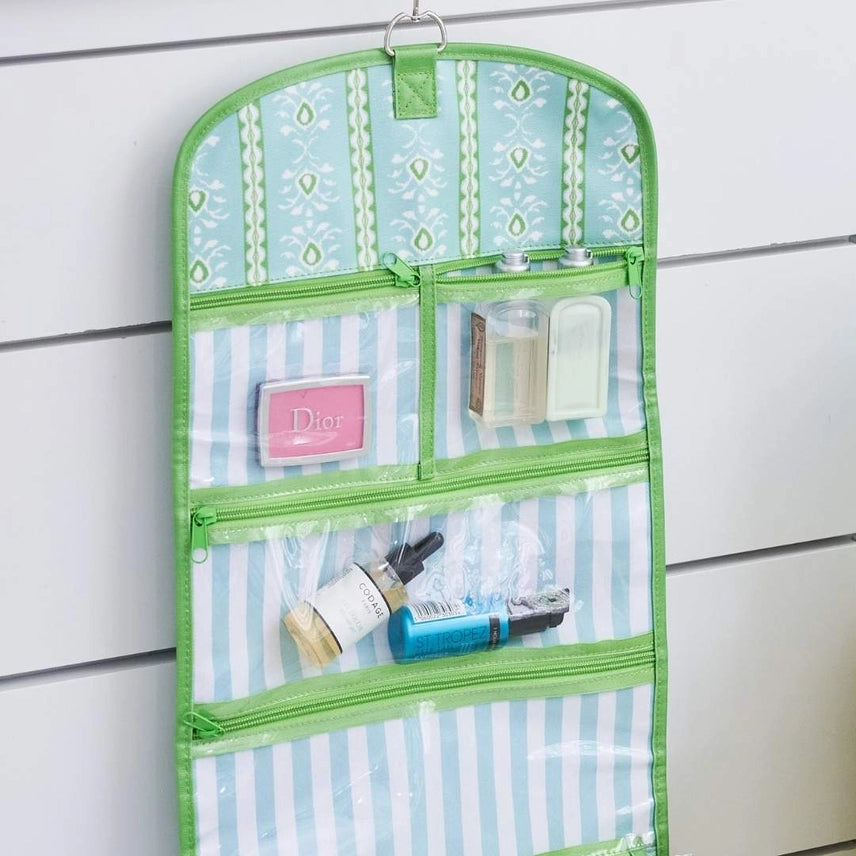 Rosemary Stripe Blue Hanging Travel Case