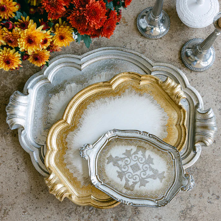 Florentino Wooden Tray, Antique Gold (More sizes)