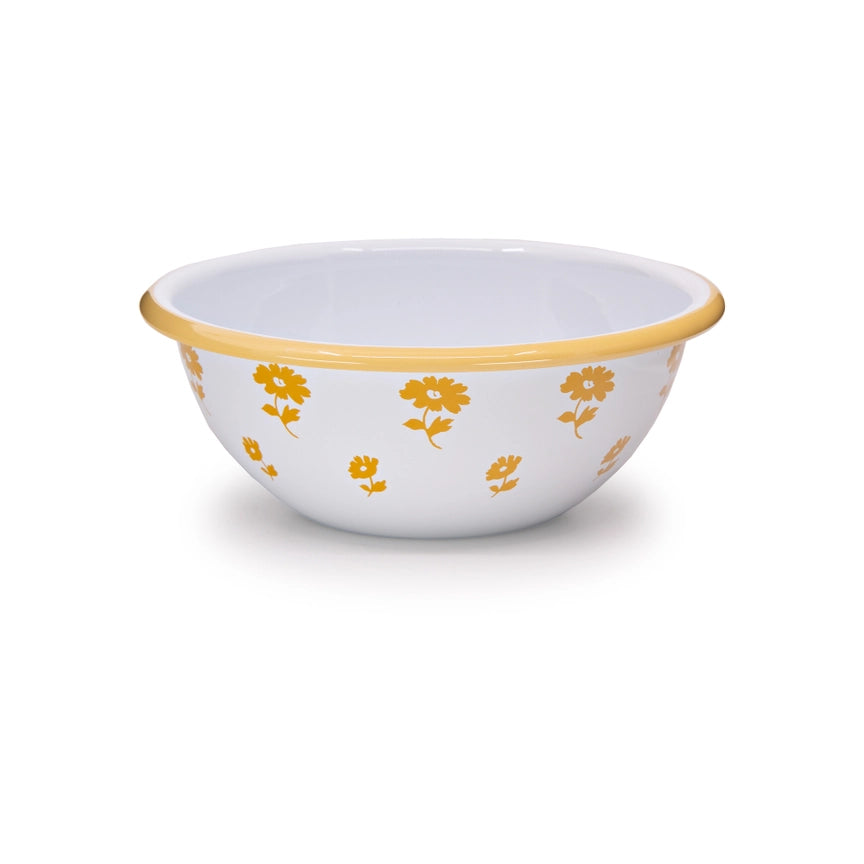 Yellow Flower Enamelware Cereal Bowl, Set of 4