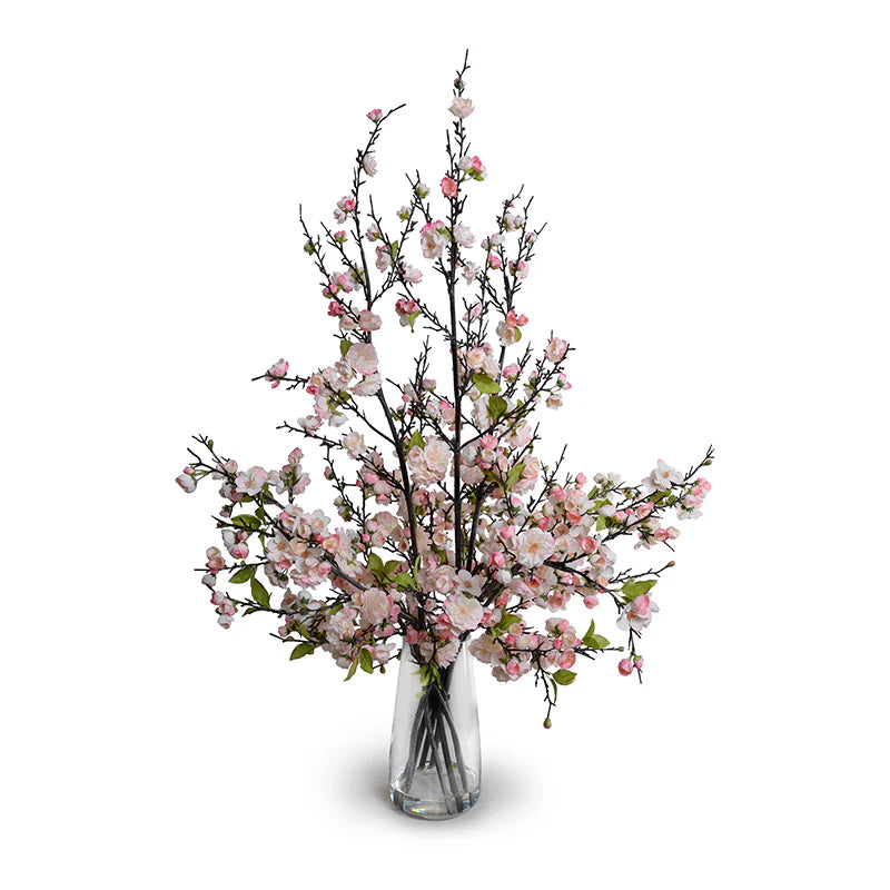 Cherry Branches Arrangement in Glass - Light pink