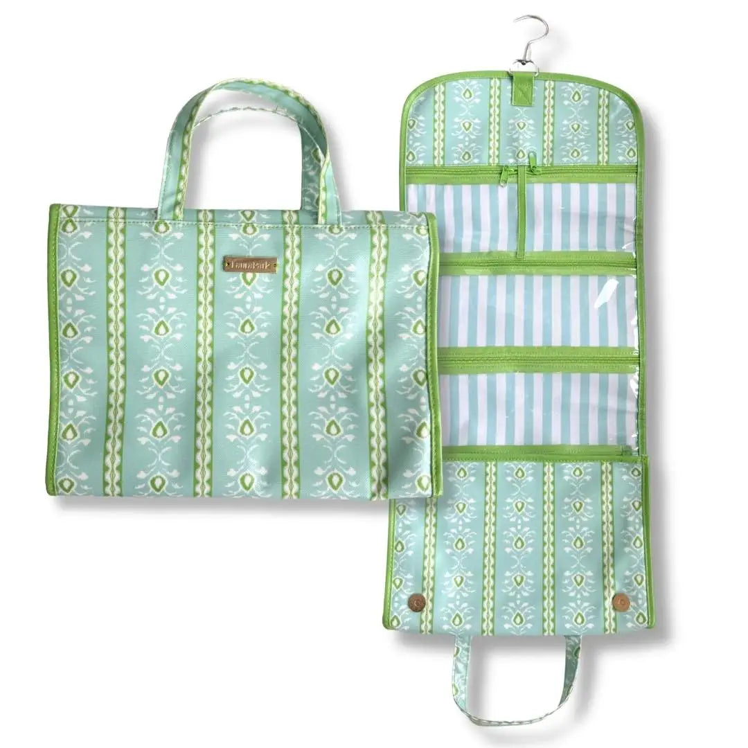 Rosemary Stripe Blue Hanging Travel Case