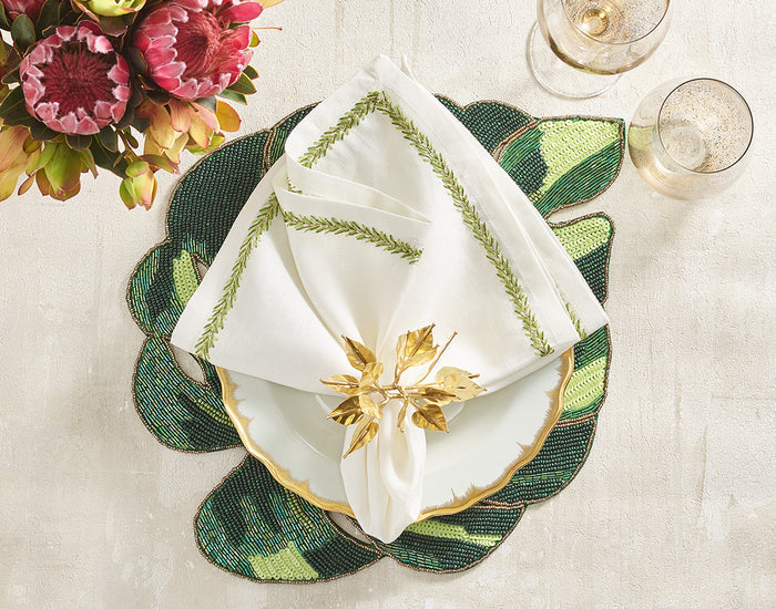 Bougainvillea Napkin Ring in Gold, Set of 4
