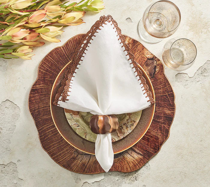 Pavilion Napkin Ring in Brown & Gold, Set of 4