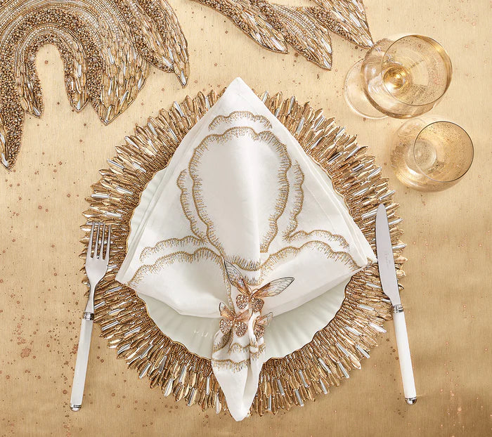 Daydream Napkin in White, Gold & Silver, Set of 4