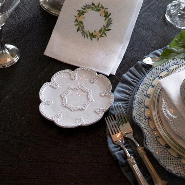 Bella Bianca Beaded Lace Bread/Canape Plate