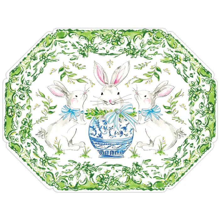 Chinoiserie Egg Bunny Posh Die-Cut Placemat
