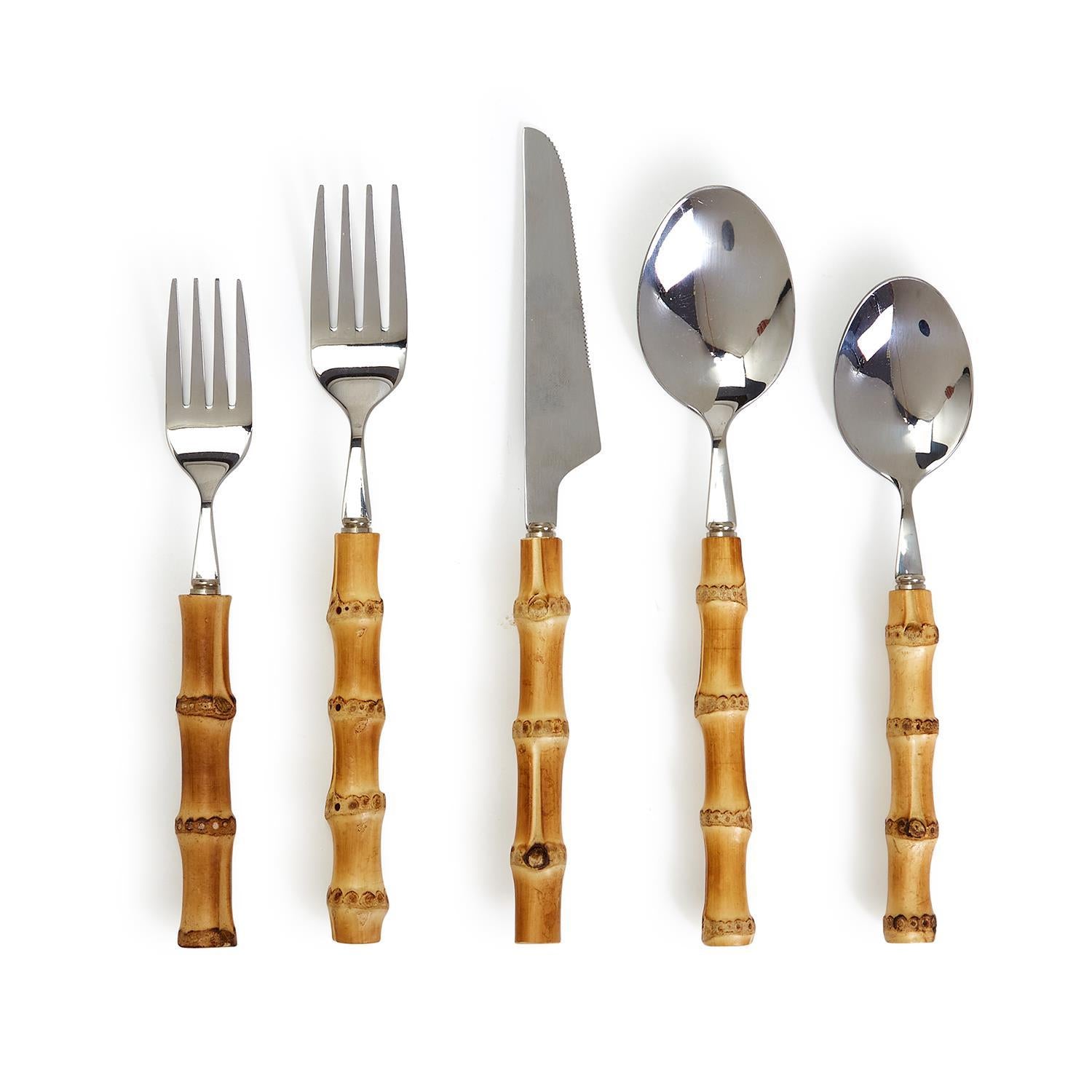 Natural Bamboo 20-Pc Flatware Set