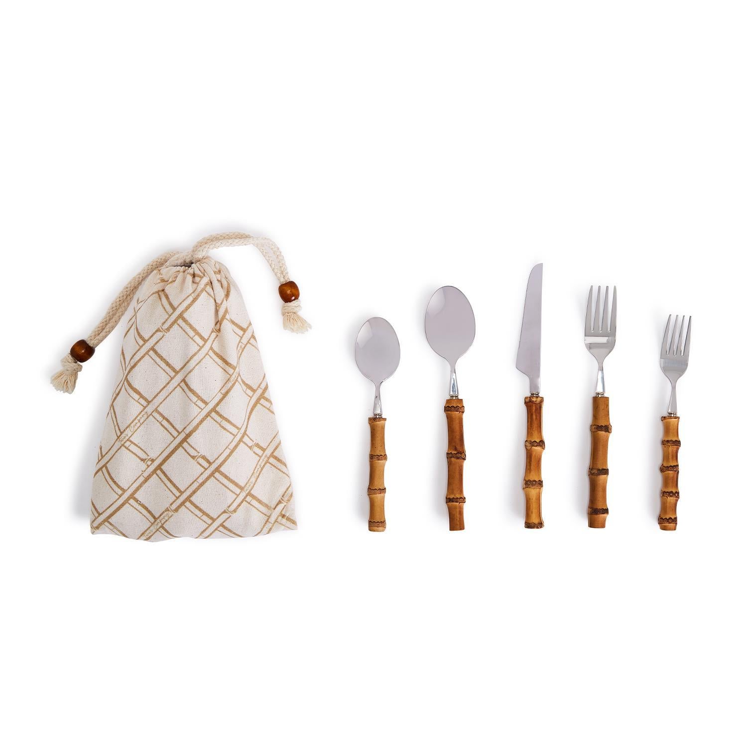 Natural Bamboo 20-Pc Flatware Set