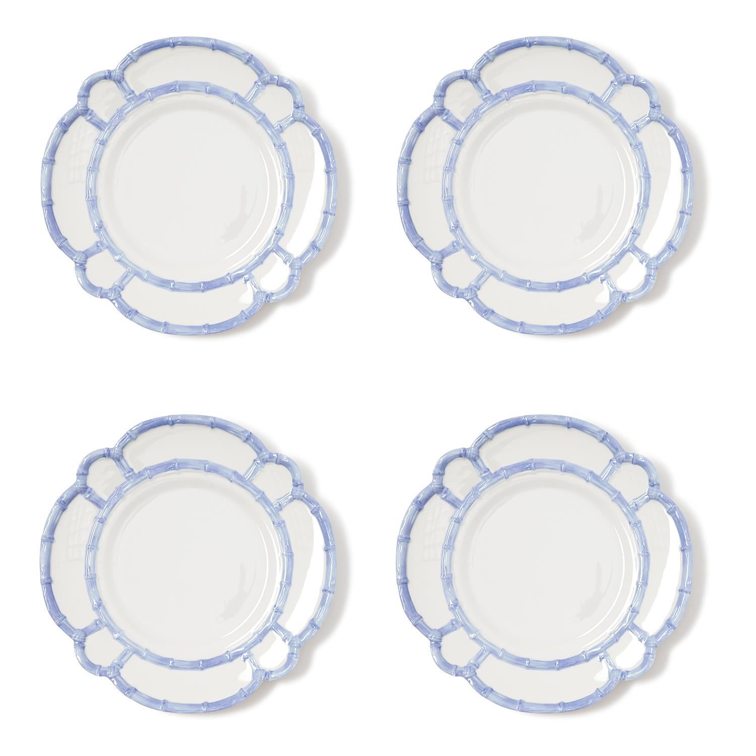 French Blue Bamboo Melamine Dinner Plate, Set of 4