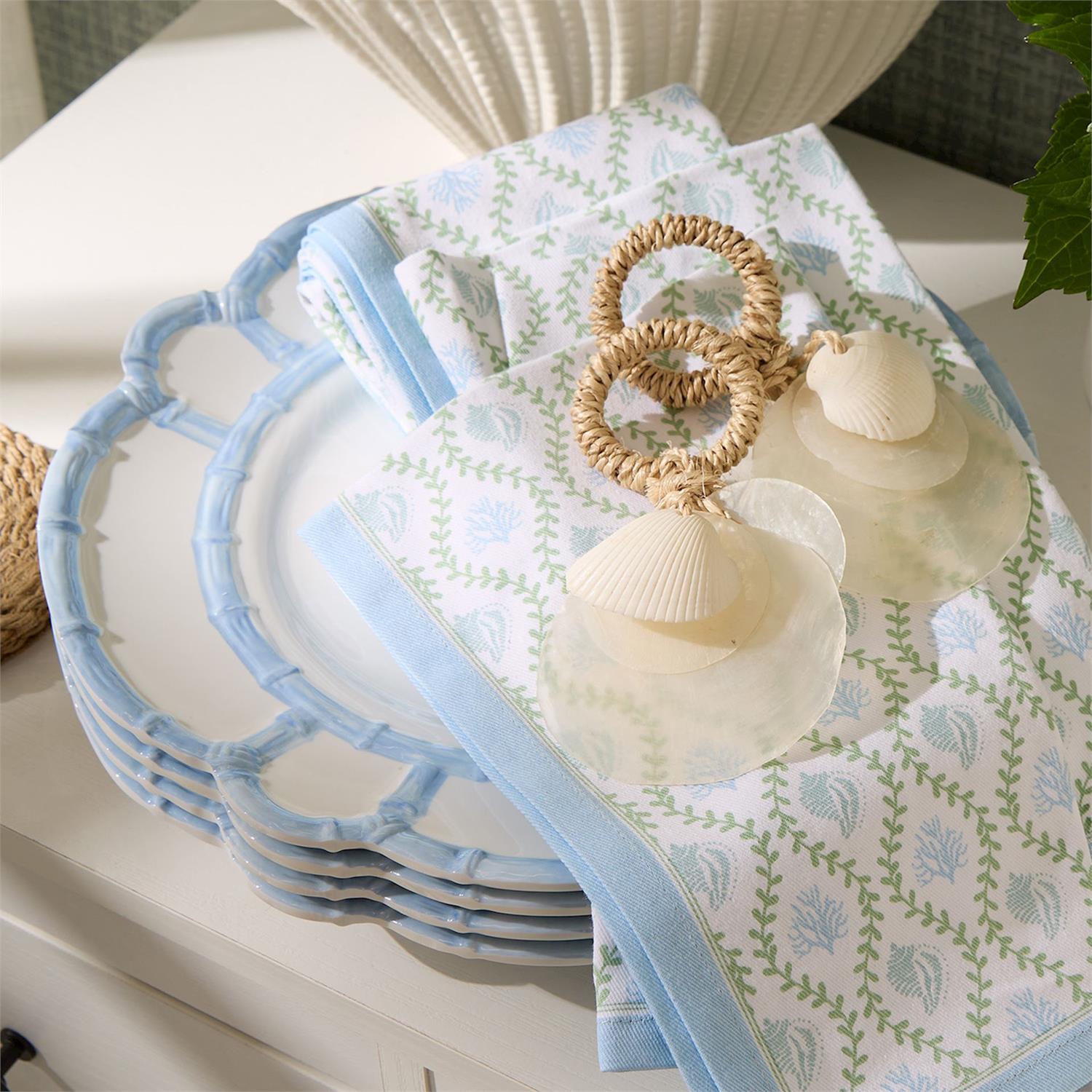 French Blue Bamboo Melamine Dinner Plate, Set of 4