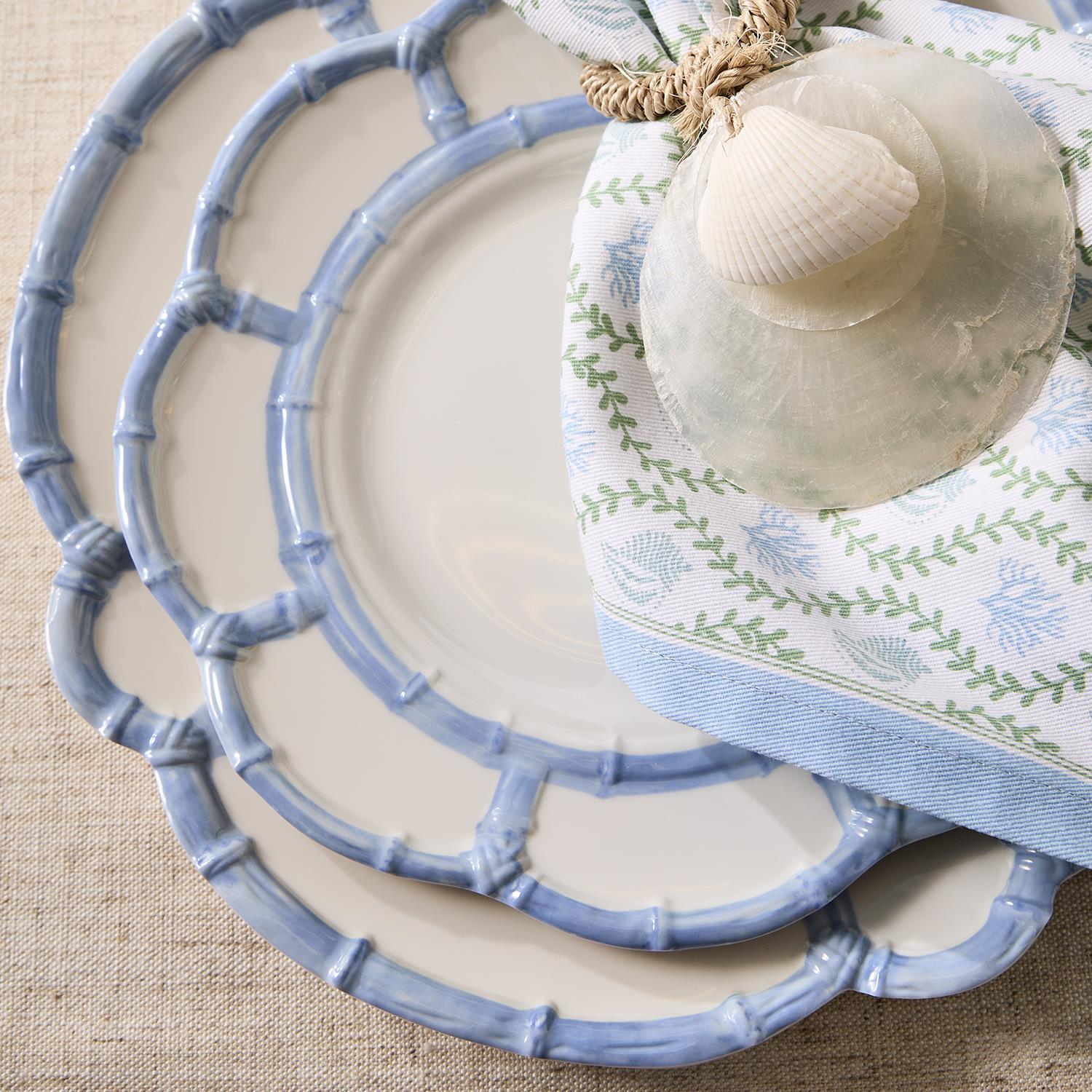 French Blue Bamboo Melamine Dinner Plate, Set of 4