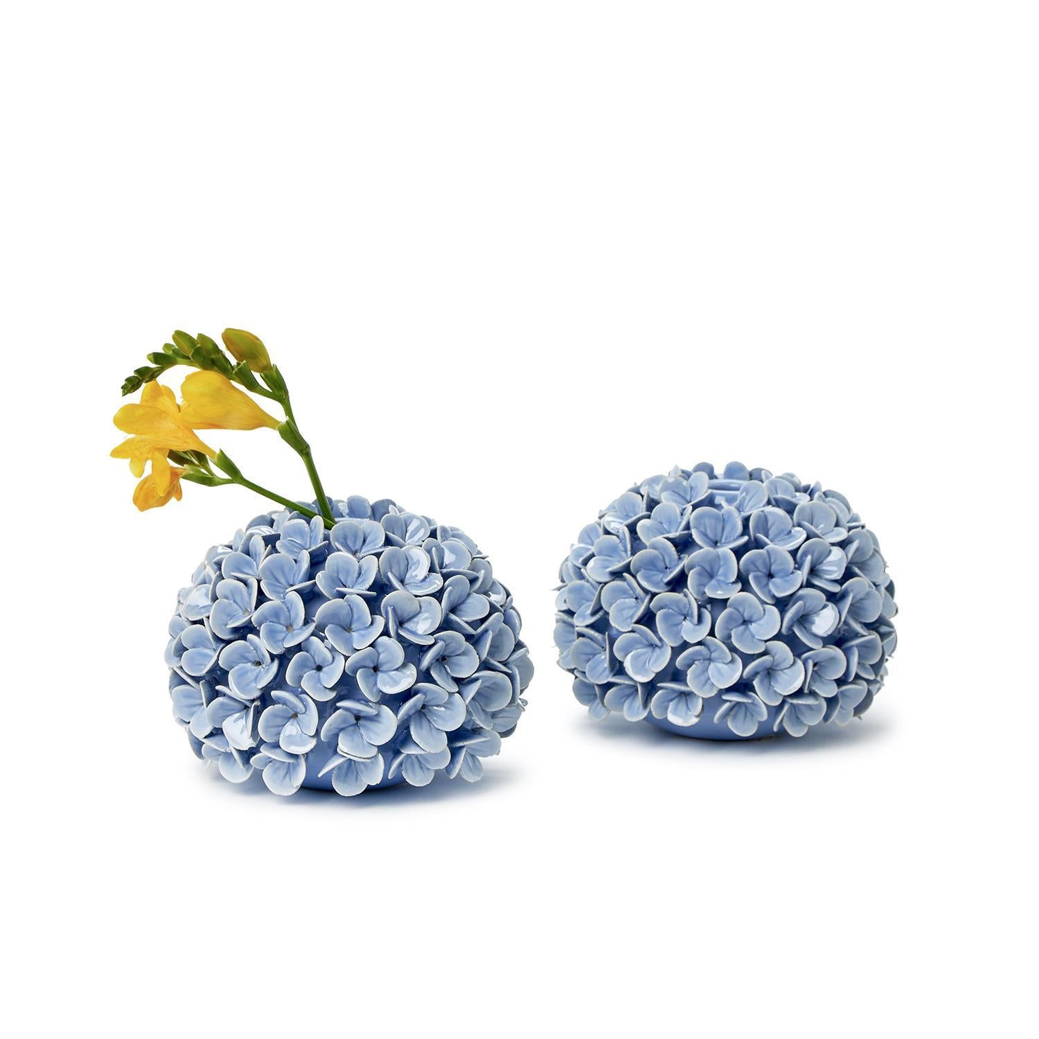 Hydrangea Flower Bud Vases/Taper Candle Holders Set