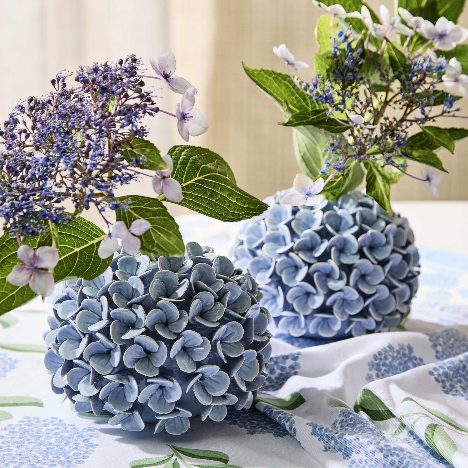 Hydrangea Flower Bud Vases/Taper Candle Holders Set