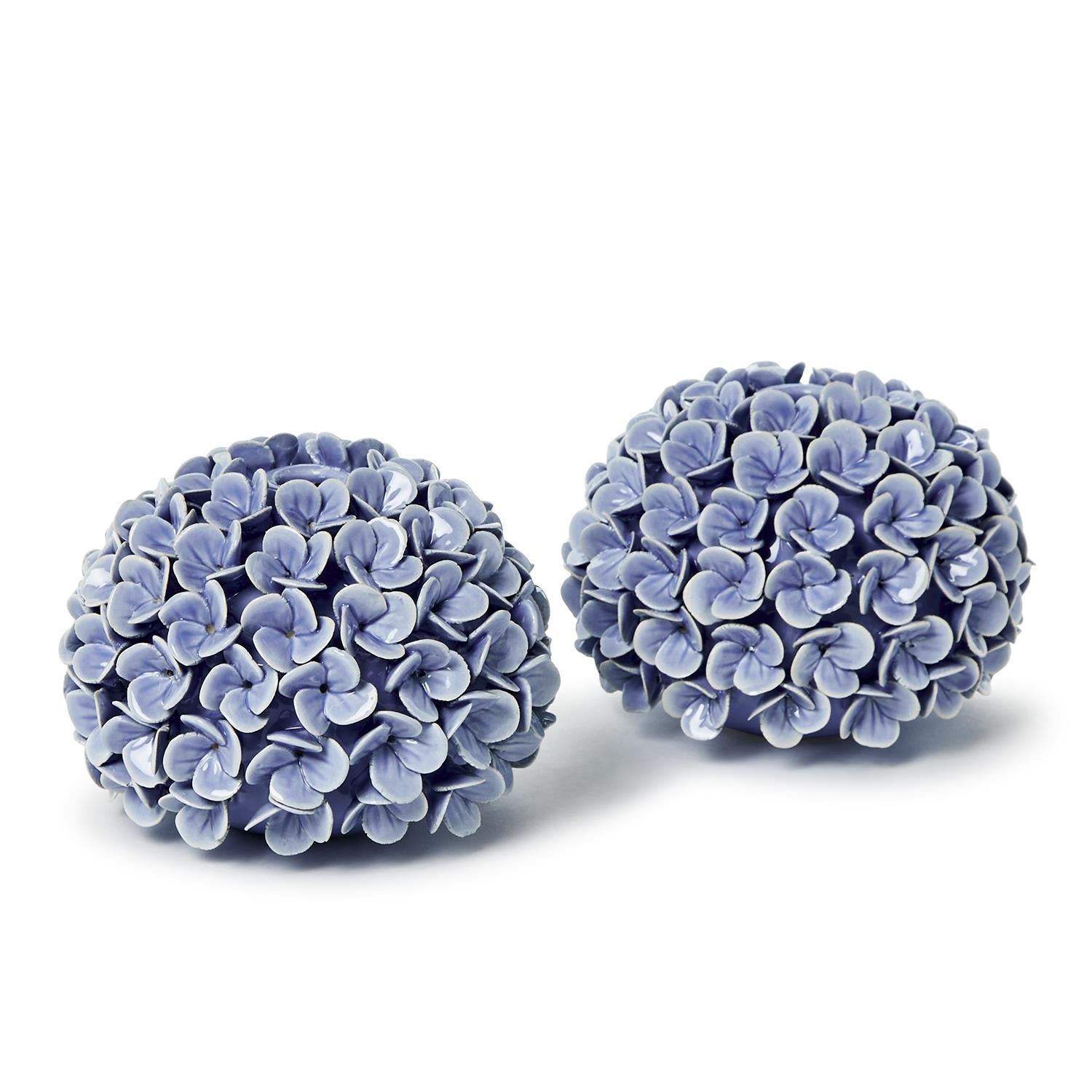 Hydrangea Flower Bud Vases/Taper Candle Holders Set