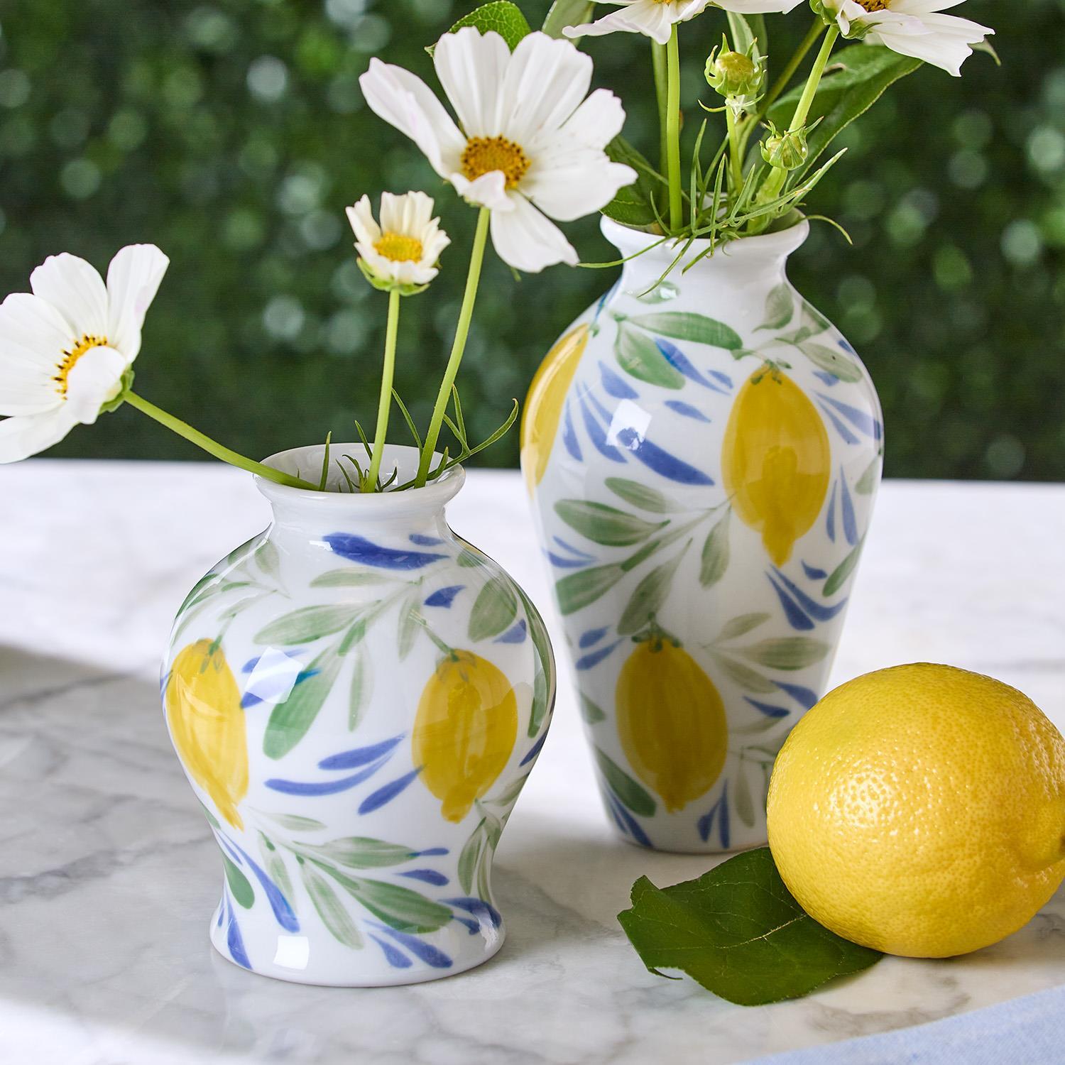 Porcelain Lemon Grove Mini Vases, Set of 5 Asst