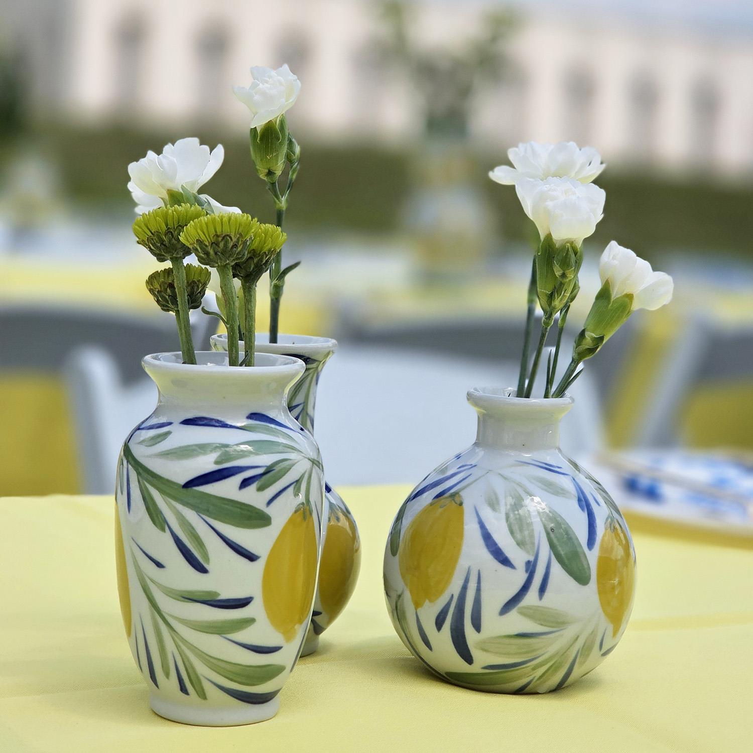 Porcelain Lemon Grove Mini Vases, Set of 5 Asst