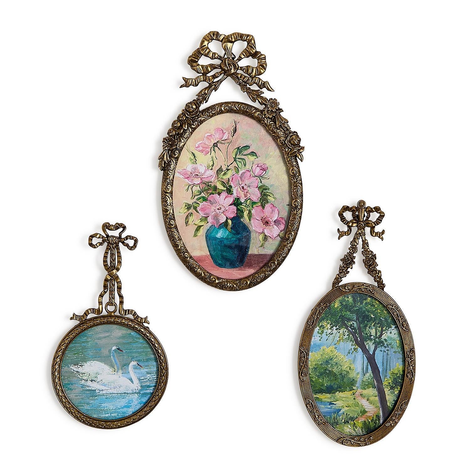 Heirloom Antique Bow & Flower Hanging Frames, Set of 3