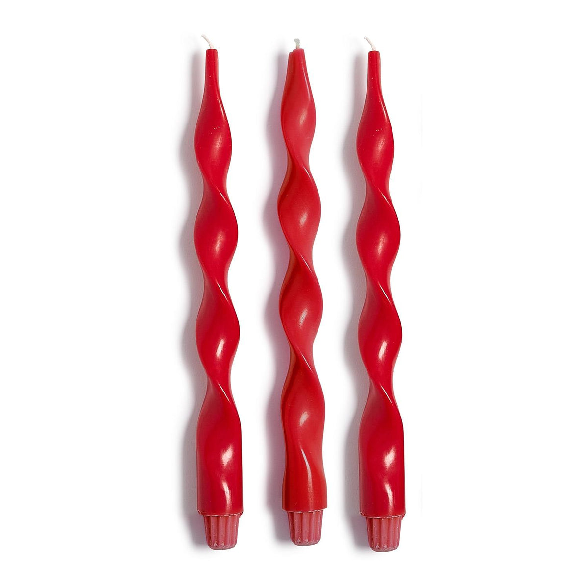 12" Twist Taper Red Candles, Set of 3
