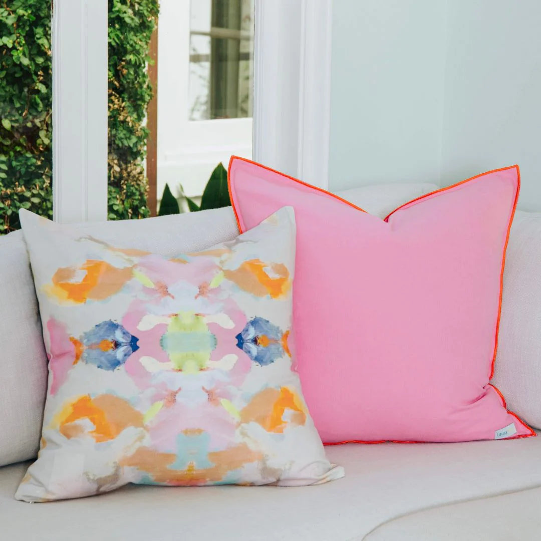 Laura Park Pink/Orange Two-Toned Decorative Pillow, 22"