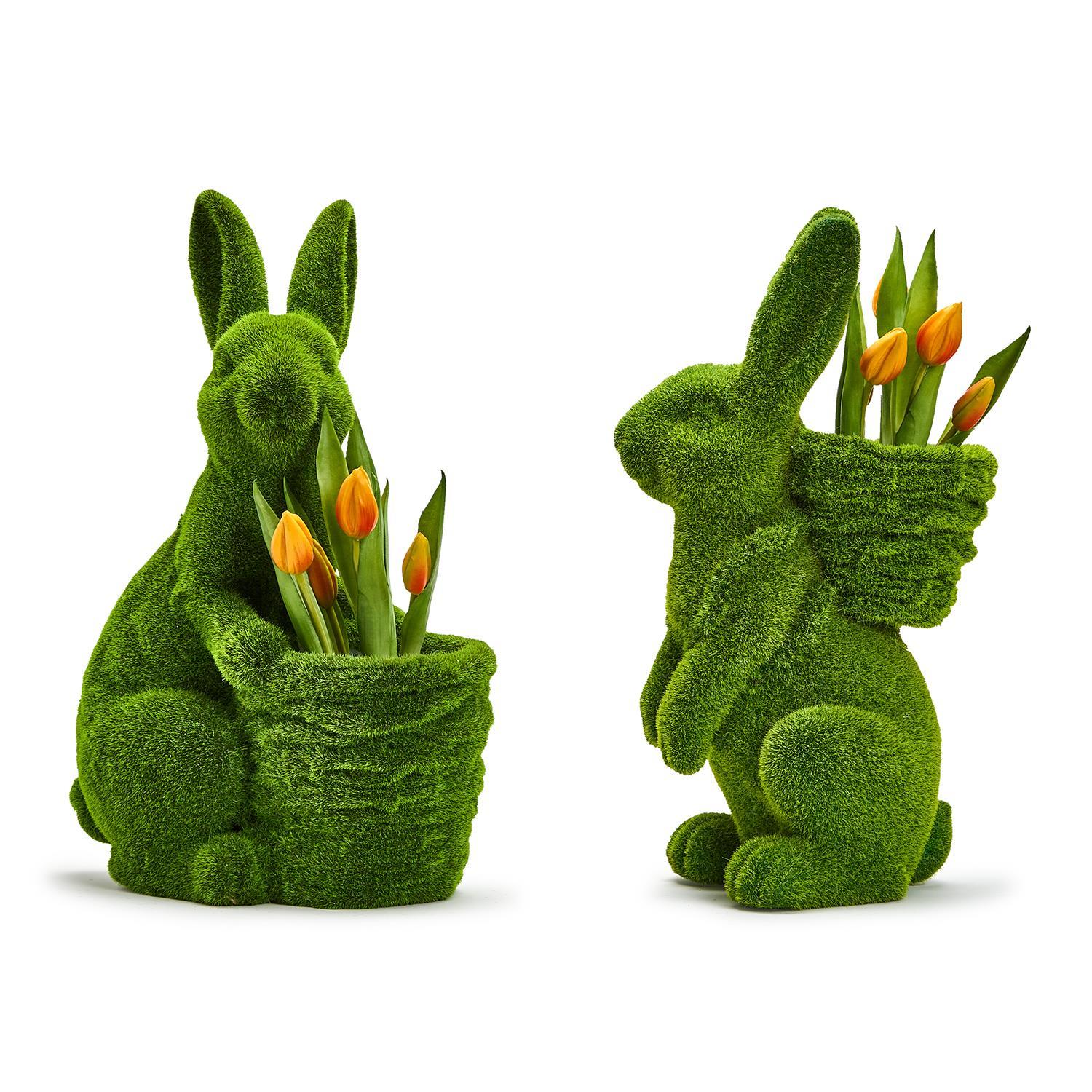 Hoppy Easter Bunny with Basket Cachepot, Set of 2 Asst