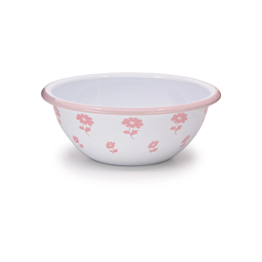 Pink Flower Enamelware Cereal Bowl, Set of 4