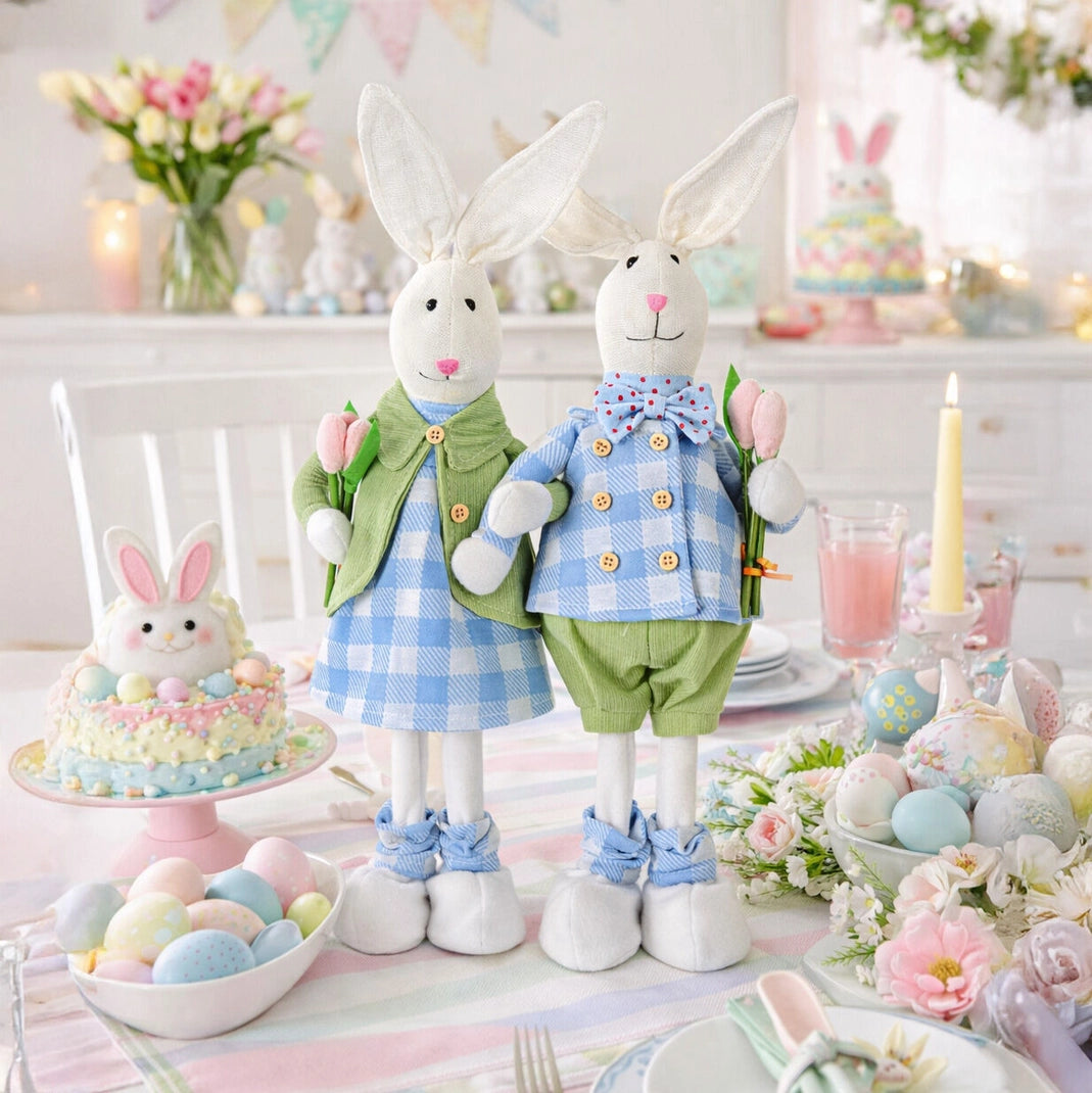Bella with Tulip Blue and Green Bunny Easter Decor