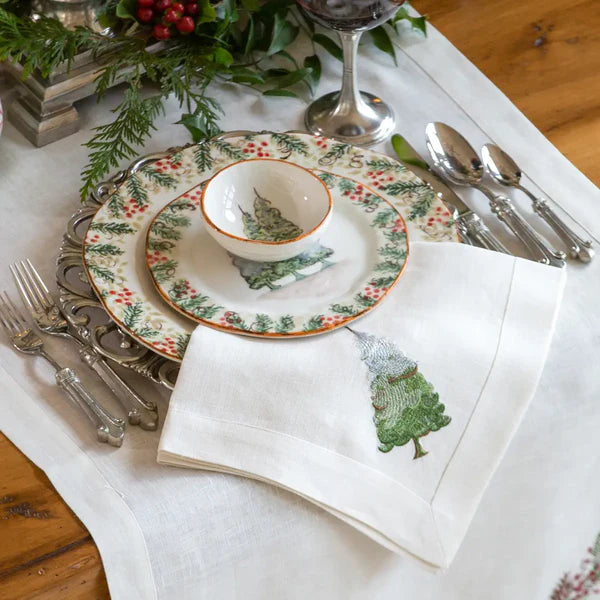 Snowy Pine Large Linen Napkin