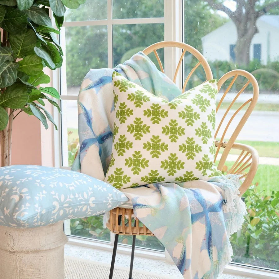 Brushstrokes Green Pillow, 22"