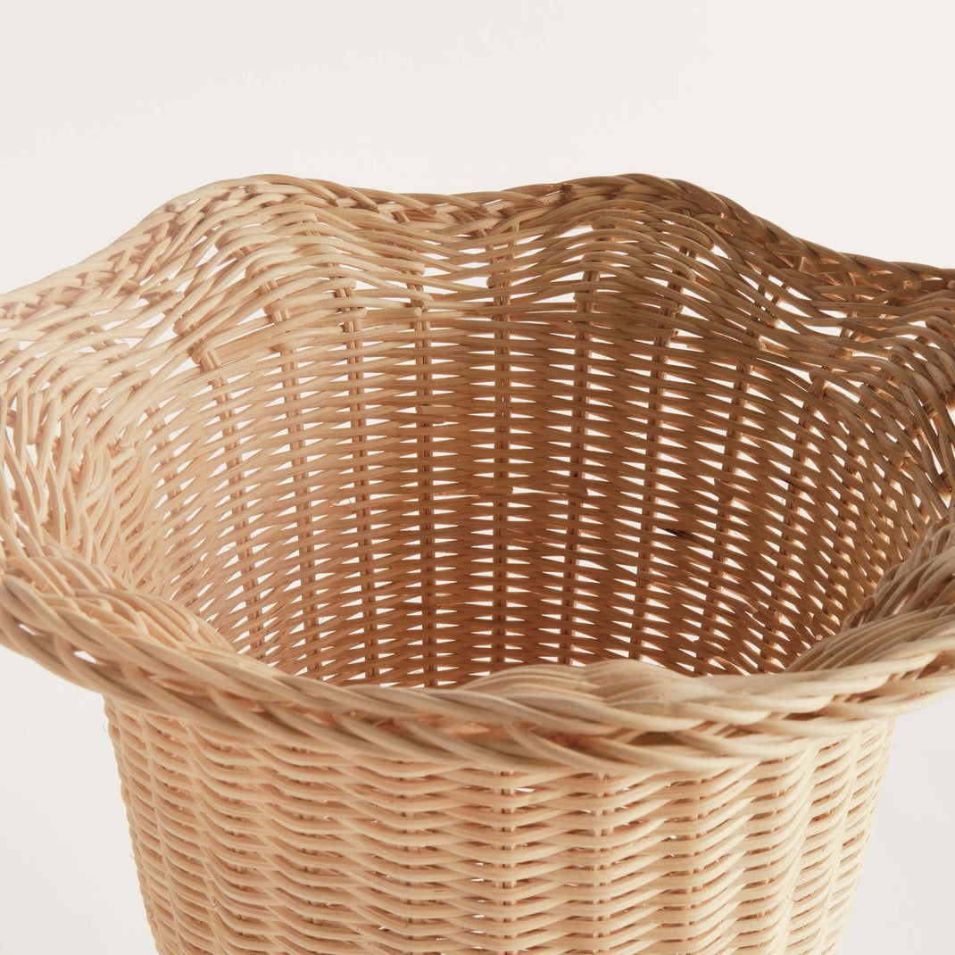Myra Rattan Scalloped Edge Footed Urn