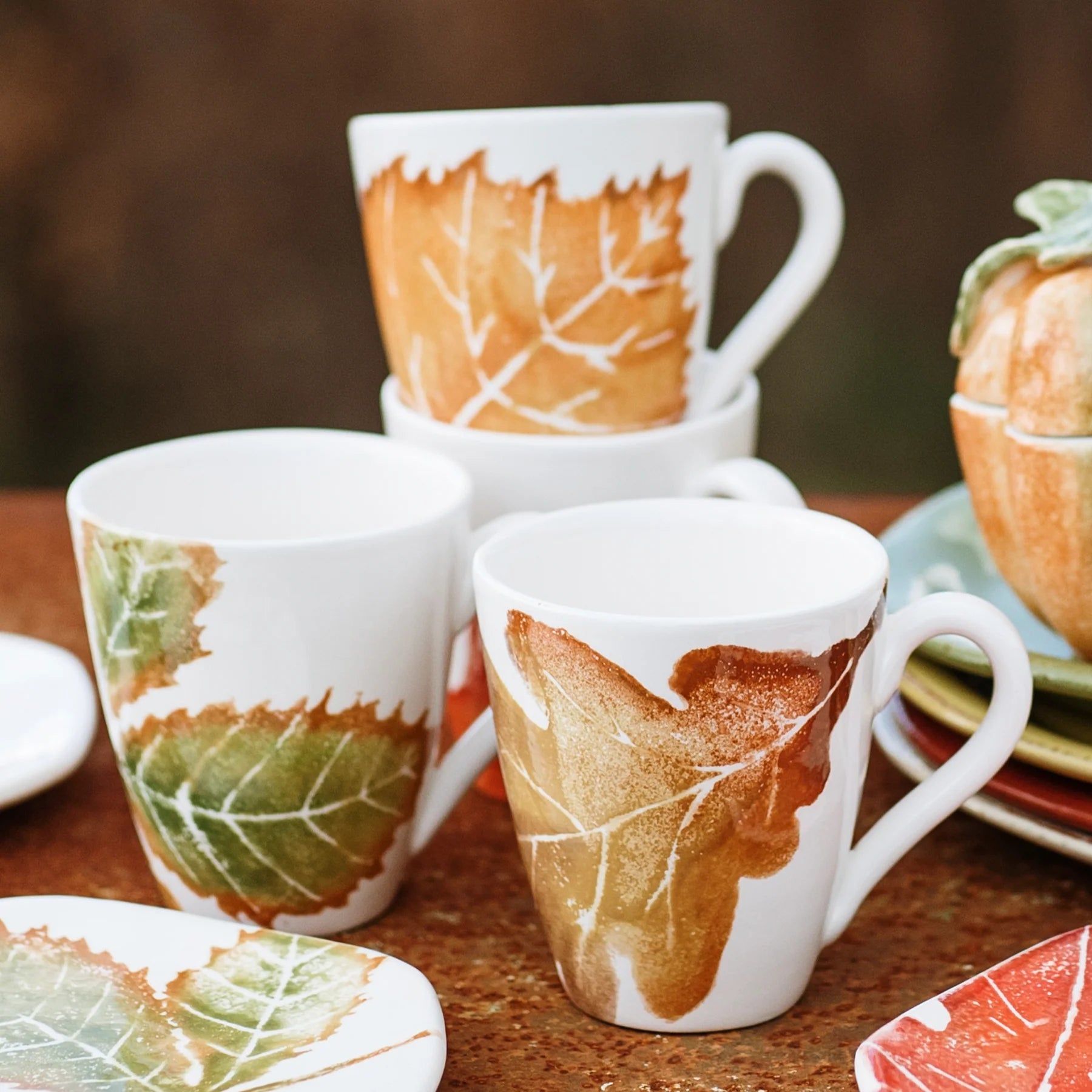 Vietri Autunno Assorted Mugs, Set of 4