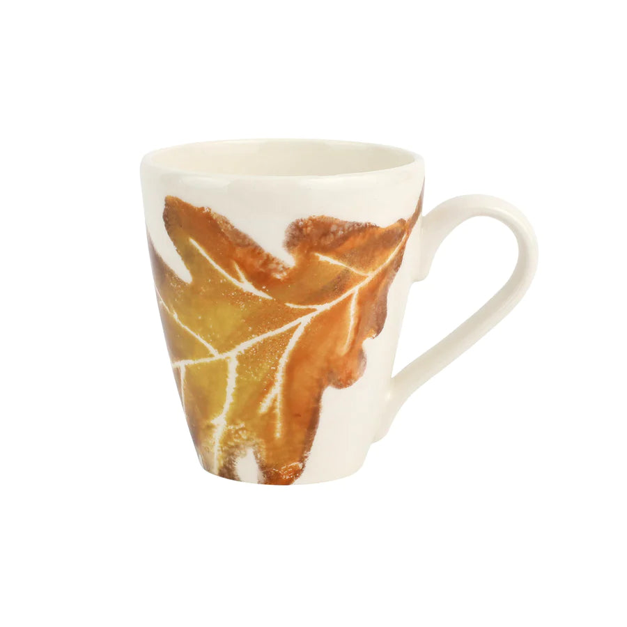 Vietri Autunno White Oak Leaf Mug