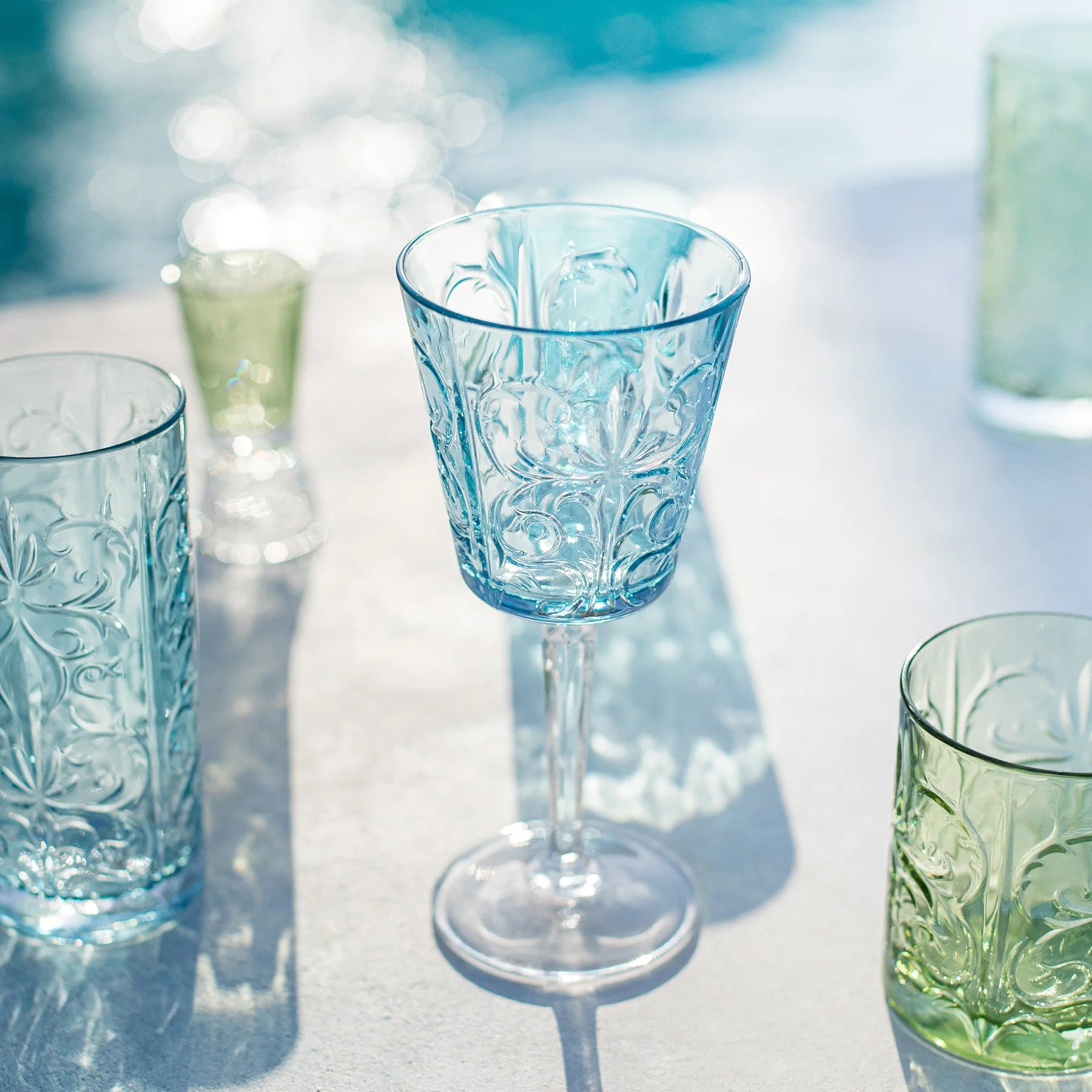 Barocco Light Blue Wine Glass, Set of 4