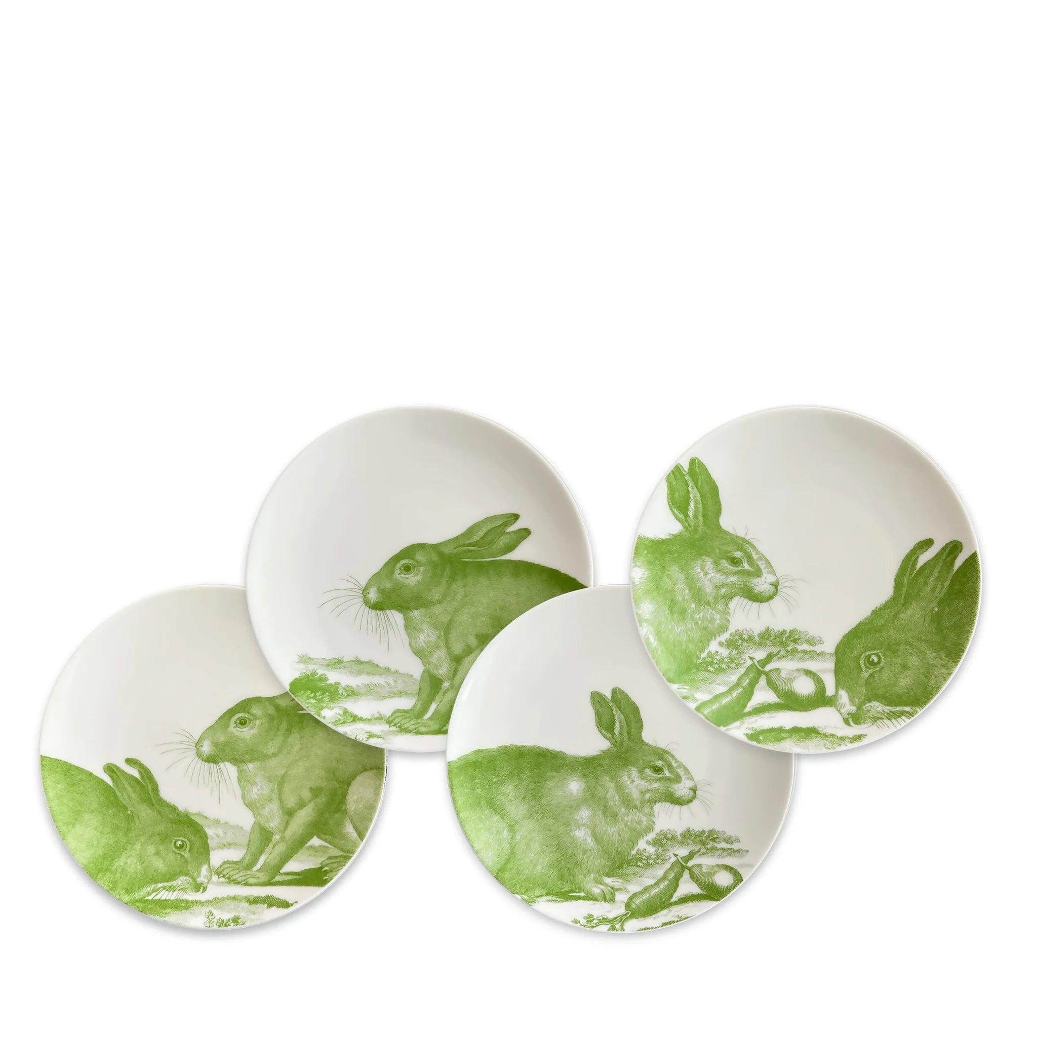 Green Bunnies Small Plates, Set of 4 Asst