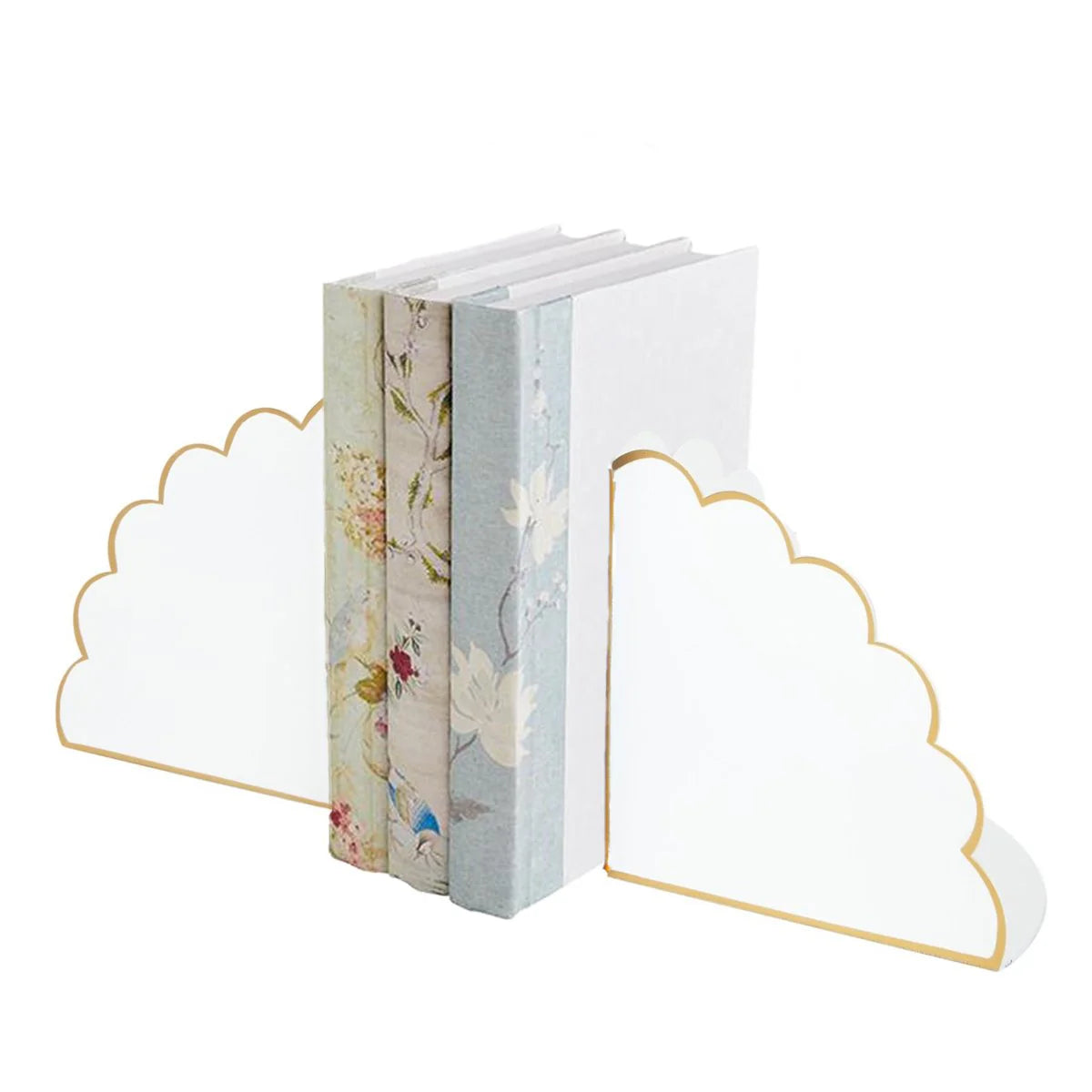 Eloise White & Gold Scalloped Bookends