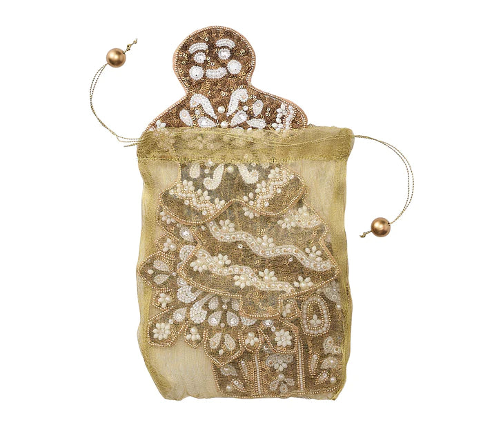 Holiday Cookies Coasters in Gold & White, Set of 4 in a Gift Bag