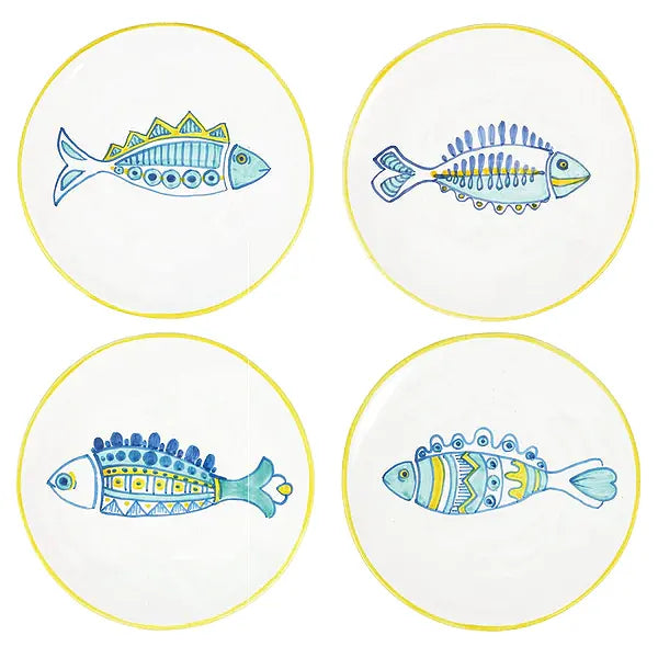 Elba's Fish Assorted Fish Salad Plates, Set of 4 Asst