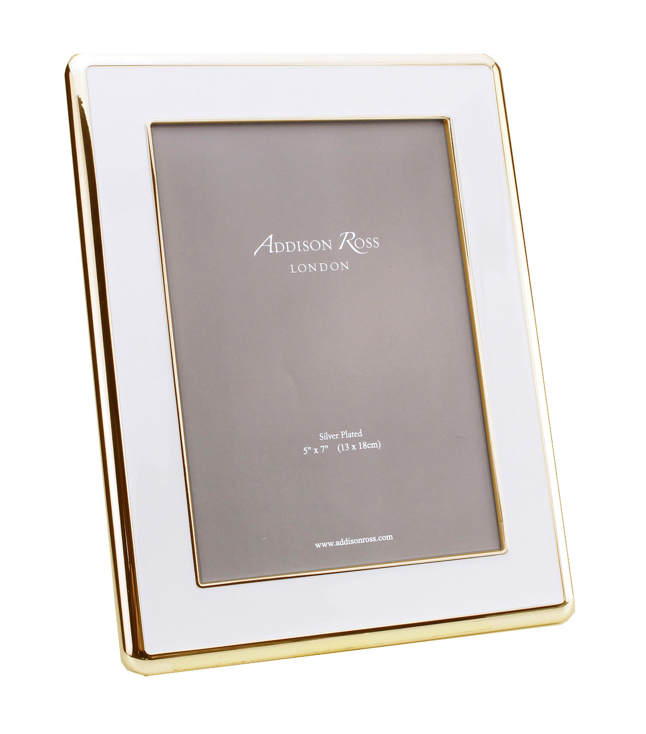 Wide, Curved Enamel Frame, White & Gold