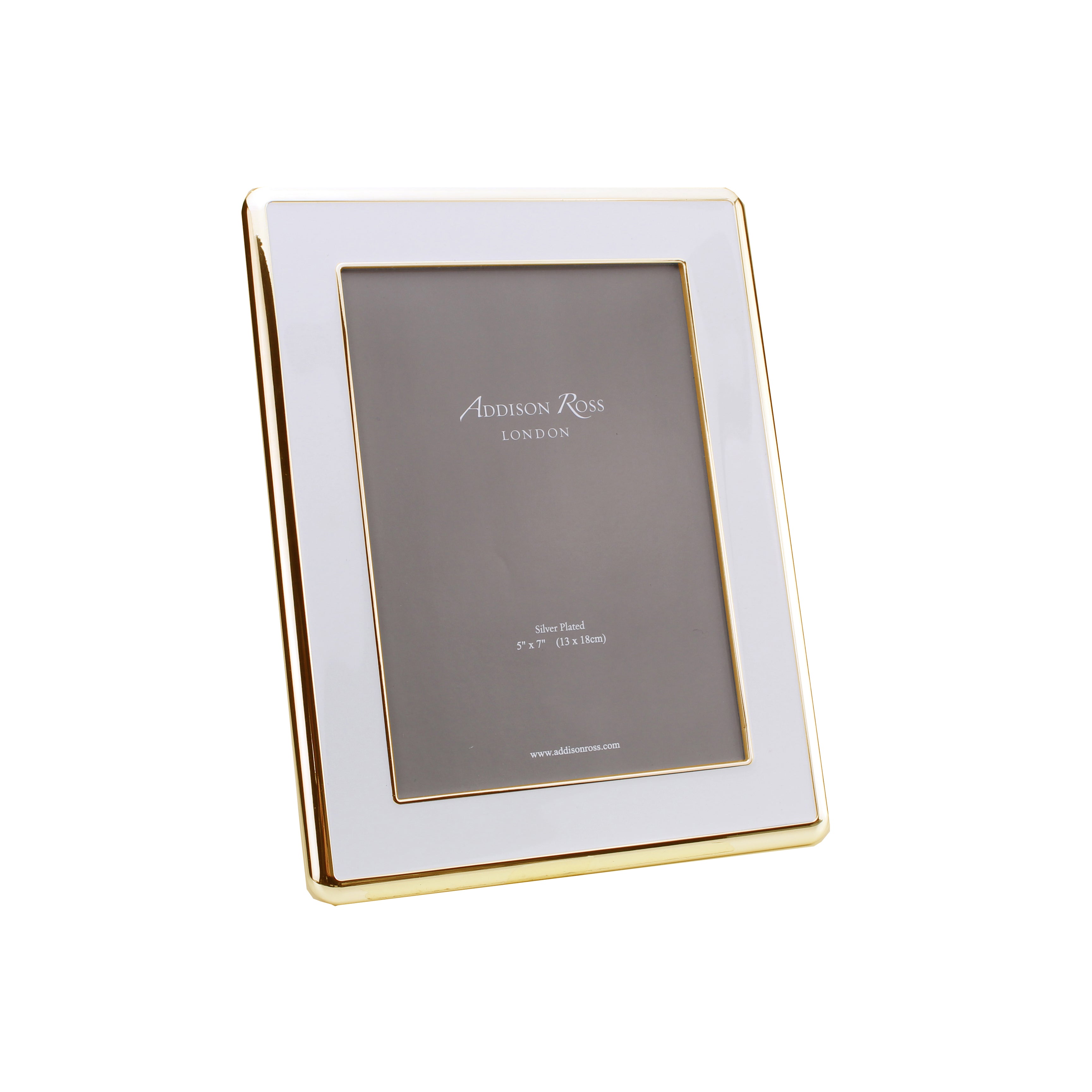 Wide, Curved Enamel Frame, White & Gold