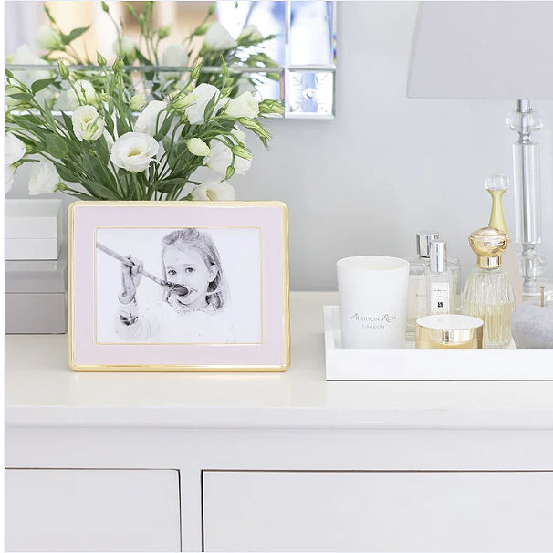 Wide, Curved Enamel Frame, Pale Pink & Gold