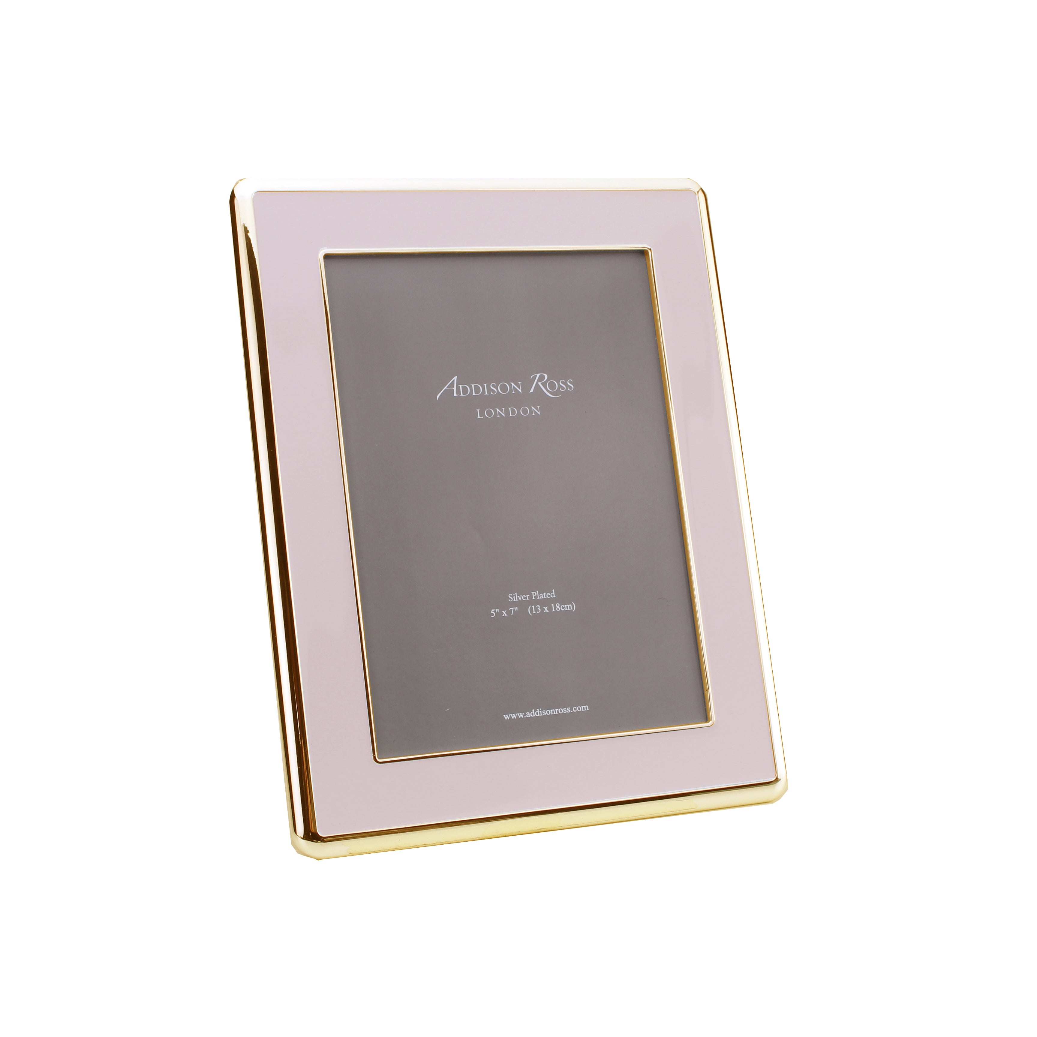 Wide, Curved Enamel Frame, Pale Pink & Gold