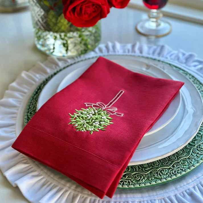Mistletoe Ball Tri-Fold Napkin, Set of 4