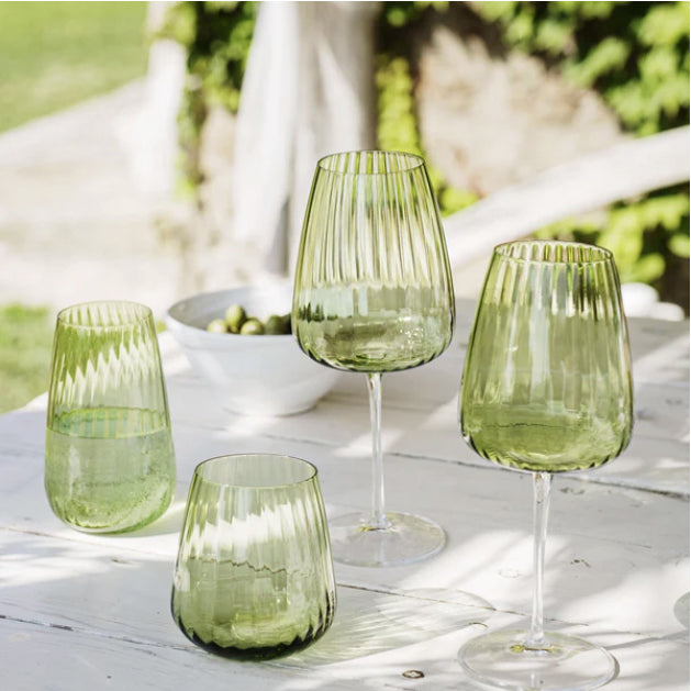 Francesca Green Drinkware, Set of 4