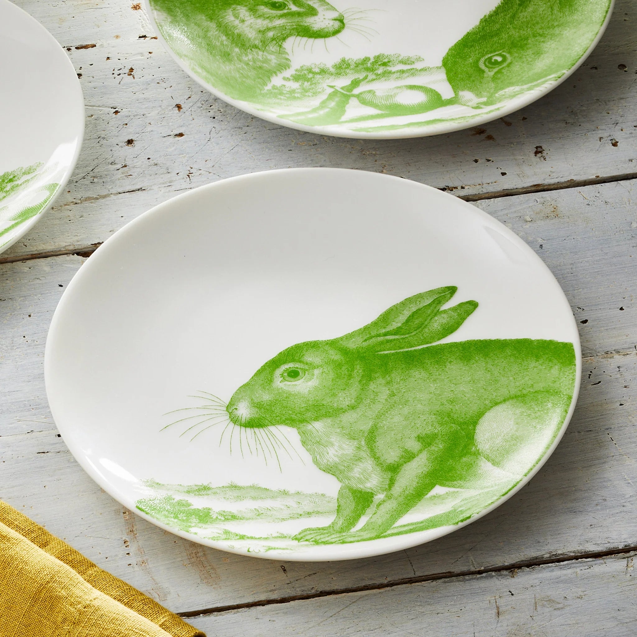 Green Bunnies Small Plates, Set of 4 Asst
