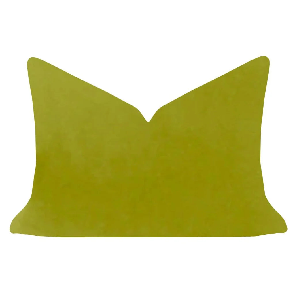 Green Solid Velvet Lumbar Pillow, 14" x 20"