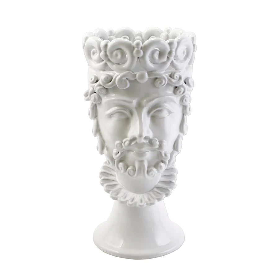 Vietri Sicilian Heads White Large King Head